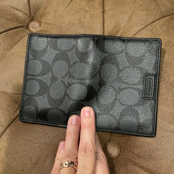 COACH MENS WALLET BLACK CC CANVAS - Picture 8 of 14